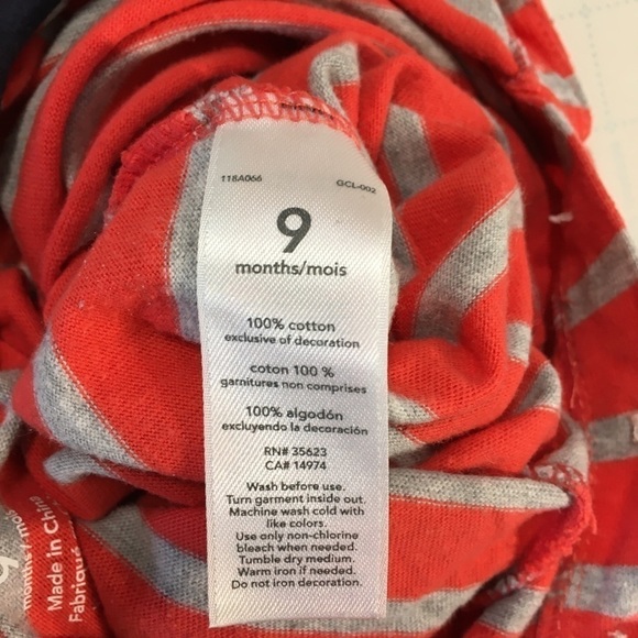 Carter's Baby Boy's Orange Gray Long Sleeves 100% cotton Romper Size 9M - Picture 8 of 9